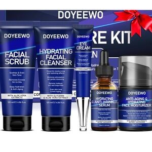 DOYEEWO Skin Care Kit Facial Scrub Cleanser Anti Aging Hydrating Serum Moist...‎